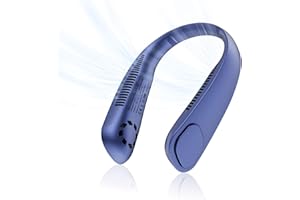 DreiWasser Ventilador de Cuello Portátil, 9000 mAh Mini Ventilador de Cuello USB Recargable con, Cabeza Flexible de 360°, Bajo Ruido, Para Deportes, Correr, Viajes de Camping (Blue)