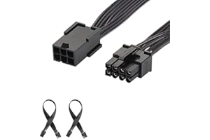 J&D Zestaw 2 kabli zasilających Power PCIe 6 Pin na 8 pinów, PCI Express 6 pin na 8 pin Power Adapter kabel - 30 cm