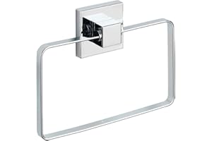 WENKO Vacuum-Loc Wand Handtuchring Quadro, Bad Handtuchhalter, Befestigen ohne Bohren, Rostfreier Edelstahl, 18,5 x 14 x 3,5 cm, Glänzend