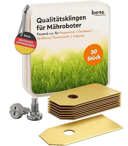beos EDELSTAHL Spikes für Segway Navimow i105E & i108E - Poliert - Gesenkte Schraubenlöcher -Entgratet - 12x Edelstahl Schrauben- Traktionsverbesserung für Mähroboter – Rasenmäher Spikes ø 256 mm