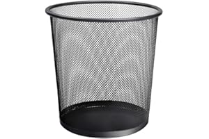 UTTAM Stylish Round Trash Can - Mesh Bin | Ideal for Home & Office | Non-Slip & Sturdy | Indoor Garbage Bin with Sleek Design | Perfect for Kitchen, Bedroom, Bathroom (1, Black)
