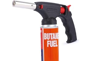 DBZQSCW Kitchen Blow Torch, Butane Torch with Handle Auto Ignition Cooking Torch Head Lighter Adjustable Flame, for Creme Brulee Camping BBQ Baking Soldering Fire Starter(Butane Gas Not Included)