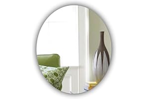 MIRRORS-INTERIORS Oval Wall Mounted Acrylic Mirror: Frameless, Easy to Stick, Strong, Lightweight