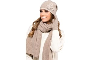 Kamea Damen Winterset Valencia, 2 tlg, Mütze mit passendem XXL Schal, Geschenk für Frauen