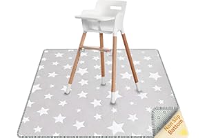 QHYDZ Thick High Chair Splash Mat 51″, 4 Layer Waterproof Splat Mat with Anti Slip Bottom, Baby Food Floor Mat for Art/Crafts/Painting/Playtime/Picnic Mat, Easy Clean