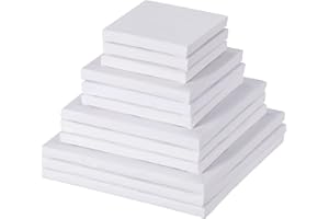 HESTYA Assortiment Taille 3 Pouces/ 4 Pouces/ 5 Pouces/ 6 Pouces Mini Art Toile Tendue pour Dessin de Peinture Artisanale, 12 Pièces