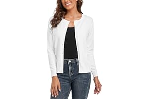 CUNYI Gilet Femme, Chandail Tricot avec Boutons pour Femme, Pull Veste Cardigan Col Rond Manches Longues Classique
