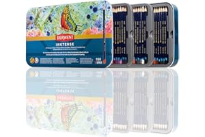 Derwent Inktense Pencils Art Set, 100 Premium Water-Soluble Indelible Permanent Watercolor Pencils Collection in Tin, for Adults, 4mm Core, Professional Quality (2306130)