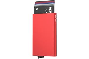 VULKIT Etui na karty kredytowe z ochroną RFID, smukły metalowy uchwyt na karty, portfel dla mężczyzn typu Pop Up do frontowej kieszeni pomieści 5 kart