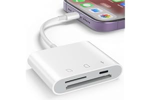 Denlane 3-In-1 Lightning SD Card Reader for iPhone iPad, Memory Card Reader for iPhone with SD/TF and Charging, Trail Camera Digital Camera Card View for iPhone 14/13/12/11/8/7/6/Plus/Pro/Max