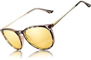 TJUTR Women's Night Vision Glasses for Driving, Polarized Yellow Lens Reduce Glare Safety Nighttime UV Protection