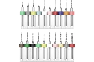 Alrens Juego 20 PCB Drill Bits 0,1–2,0 mm, microespirales de acero de tungsteno, fresado CNC, mini taladros de metal, perforación precisa HSS para placas PCB, escalera de presión, joyería y madera