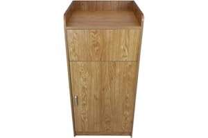 MONSTER SHOP Wooden Litter Bin & Tray Stand Light Oak Melamine Finish Commercial Restaurant Food Hall Takeaway Café Waste Bin Enclosure Cabinet Swing Door MDF FREE 100L Rubbish Bin & Black Vinyl Stickers