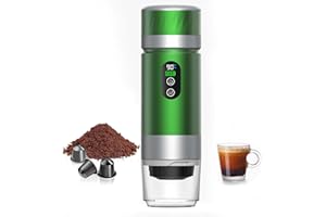 TRYWISE Macchina da caffè portatile 3 in 1 macchina per caffè espresso riscaldatore elettrico ricaricabile 12 V macchina da caffè per ufficio viaggio casa compatibile con capsule espresso e caffè macinato