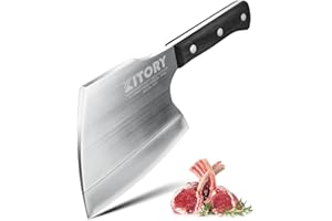 Kitory Mannaia da Cucina Lama 16cm, Accetta da Cucina pesante da 1 kg, per carne congelata e ossa grandi, A forma di ascia, extra spessa 7 mm