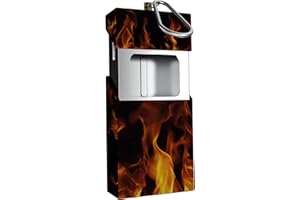 JUSPOTA Cenicero de bolsillo para cigarrillos a prueba de olor, mini cenicero para viajar, cenicero de viaje con tapa y gran capacidad, cenicero de acero inoxidable, llama