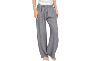 Guqmjde Mädchen Leinenhose Einfarbig Sommerhose Atmungsaktiv Sommer Hose Freizeit Hosen Elastische Taille Sporthose Bequem Freizeithose Casual Outdoorhose Kinder Loose Sweatpants Sweathose