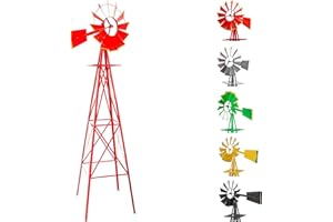 MAXSTORE STILISTA Gigantisches Windrad im US-Style aus Stahl, Höhe 245cm, Rotor 55cm, kugelgelagert, in vers. Farben, rot