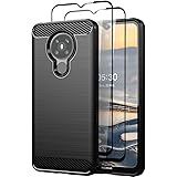Teayoha Case for Nokia 5.3, with Tempered Glass Screen Protector [2 Pack], Carbon Fiber Scratch Resistant, Shock Absorption S