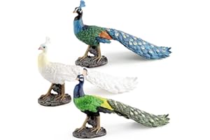 JAWSEU 3 Stück Pfau Figuren, Vögel Deko Figuren Modern, Pfau Figur Deko Tierfiguren, Vogel Statue Skulptur Vogelskulpturen, Statue Tier-Dekorationen für Zuhause, Schlafzimmer, Wohnzimmer, Yard, Garden