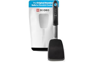 DI ORO LIVING DI ORO® - Série Chef - Spatule de cuisine en silicone et acier inoxydable - Résistante à la chaleur à 315 °C - Meilleure spatule ajourée - Parfaite pour des oeufs et des crêpes