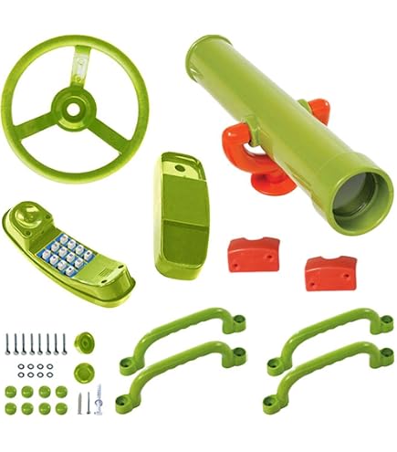 Kit Aire De Jeux Pirate Pour Enfants - Volant De Bateau, Télescope, Poignées - Jeu D’imagination Extérieur