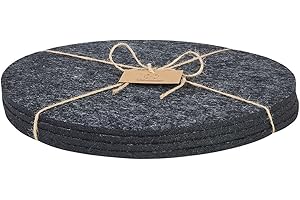 ‎HANSMEIER Hansmeier® Filzuntersetzer rund 30cm | Dunkelgrau | 4er Set | Unterleger und Unterlage | praktisch und stilvoll als Untersetzer für Teller und als Tischset | waschbar
