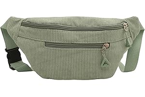 APMGONT Cord Bauchtasche für Damen und Herren Gürteltasche Damen Verstellbarer Gurt Hüfttasche Bauchtasche Klein Brusttasche Bum Bags aus Cord für Outdoor Sport Laufen (Hellgrün B)