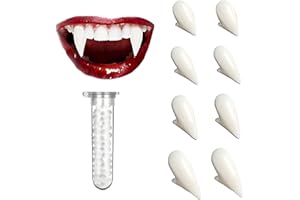 WVWMYM 4 Paar Halloween Vampir Zähne, Vampire Teeth mit Kleber 4 Größen Dracula Zähne Halloween Vampire Fangs für Erwachsene Kinder Vampir Accessoires Cosplay Party Bühnen Requisiten