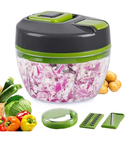 Trita Cipolle Manuale A Cordino, Multiuso Per Verdure, Aglio, Noci - 300 Ml, Sicuro E Facile Da Pulire