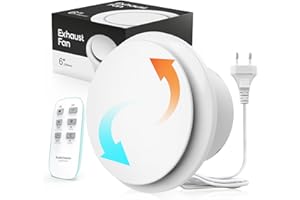 SBONNI Extractor de Aire 150mm - Extractor Baño Silencioso con Control Remoto 433MHz, 2 Direcciones 2 Velocidades - Ventilador con Función de Memoria IPX4 Resistente al Agua, para Ventana Pared Techo