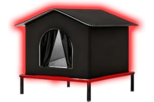 FLYIFE Maison Chaude pour Chat Extérieur – Niche Isolée Imperméable Hiver avec Pieds Surélevés et Poignée de Transport, Abri Anti-Froid pour Chats d’Extérieur au Jardin ou Cour (Black,Size L)
