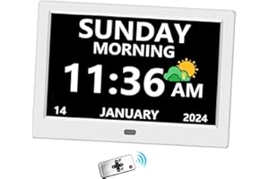 GENERIC 11-inch Digital Clock with Day and Date for Elderly Alzheimer's Clock Customizable Alarms 3 Display Modes Large Font Digital Clocks for Seniors Alarm Clocks Auto DST White