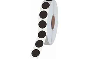 HEBAYY 1500 autocollants ronds noirs, étiquettes d'inventaire avec ligne de perforation en rouleau pour bureau, vente au détail, maison, salle de classe, entrepôt (1,3 cm de diamètre)