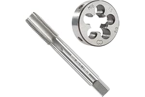 Aceteel M16 x 1,5 Métrica grifo y troquel, M16 x 1,5 HSS Macho de rosca de máquina y M16 x 1,5 mm Herramienta de aleación de acero Ronda Roscado Die mano derecha