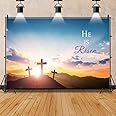 Easter Resurrection of Jesus Backdrop 10x8ft He is Risen Photography Backdrop Easter Resurrection Scene Background Easter Church Display Backdrop Jesus Christ Cross Backdrop Holy Lights Photos