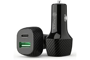 Unigen Dual Port Car Charger (75W) (USB-C PD + USB QC 3.0), Compact Metal Car Charging Adapter Compatible with iPhone, Androi