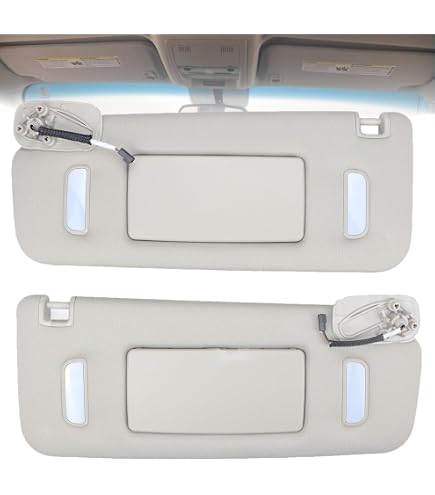 Left Driver Side Sun Visor For Hyundai Sonata 2005-2010 - Gray With Mirror, Light & Extension
