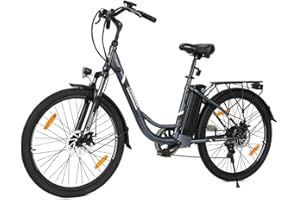 Touroll B1 Bicicleta Eléctrica de Ciudad, Batería Extraíble de 90-40 km de Autonomía, 26'’ E-Bike Suspensión Delantera, Batería 36V 15.6Ah, 15/20/25 KM/H, 120KG Carga Máxima