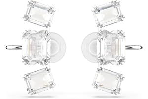 Swarovski Millenia clip örhängen, Octagon cut, Vit, Rhodium pläterade