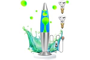 DoRight Decoration Lamp 13.5 Inch Retro Smoothing Motion for Adults & Kids Green Wax/Blue Liquid with 2x25W R39 E14 Decoration Light Bulbs Aluminium Base perfect for Gift, Decoration Lamps AC 220-240V