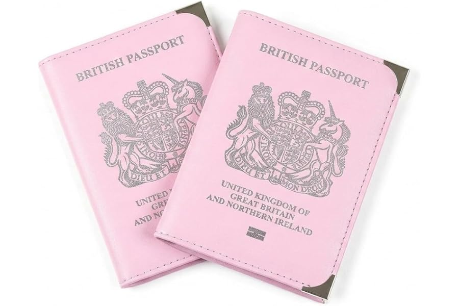 ORCHIDS British Passport Wallet PU Leather Passport Holder Cover for Men and Women (Baby Pink)