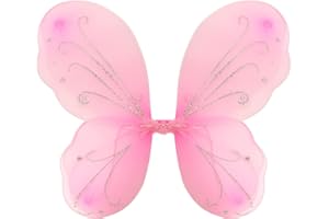 Nenjindz Ali da Fata Donna Bambina Costume Halloween, 1 Pezzi Ali Farfalla Ali da Angelo Rosa Accessori Carnevale per Natale Feste（43 * 35cm）