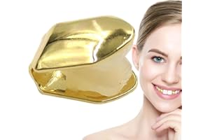 Gold Tooth Cap | Hip Hop Shiny Gold Grillz 14K Gold Plated | Top Tooth Single Grill Cap Teeth Jewelry Accessories for Women Men Grills Mouth Hujinkan