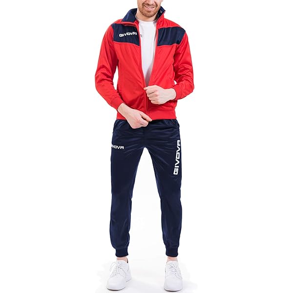 GIVOVA Visa-trainingspak van triacetaat, rood/zwart, maat 2XL