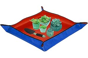 Mizijia Tappetino da Trapianto Pieghevole,Tappetino PE per Piante Impermeabile Tappetino per Piantare succulente per Rinvaso,Piantina Tappetino da Giardinaggio (100x100cm, Blu Arancio)