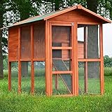Der Stall mit Auslauf hat die Masse 164 x 105 x 148 cm(L x B x H) bis in die Dachspitze