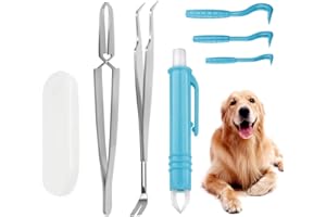 Surmounty Zecken Set 6Pcs Zeckenzange, Edelstahl Zeckenentfernung Zeckenpinzette, Zecken entfernen Plastik Zeckenhaken Zeckenentferner für Mensch und Hunde, Tick Remover Kit inkl. 3 Größe Zeckenhebel