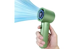 HmXiansen Ventilateur portable – Mini ventilateur turbo réglable à 100 vitesses, batterie rechargeable de 5000 mAh, corps en métal et affichage numérique, ventilateur de bureau personnel pour (Green)