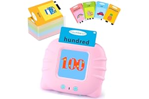 Sipobuy Montessori karty do nauki, wczesna zabawka edukacyjna dla chłopców i dziewczynek w wieku od 3 do 6 lat, maszyna do czytania do nauki w wieku przedszkolnym (angielski, 224 słowa, różowe)